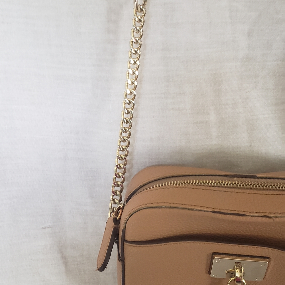 DKNYC Tan Crossbody Bag with Gold Chain - Picture 3 of 9
